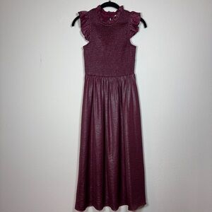 Melloday Faux Leather Burgundy Sleeveless Dress Size Small